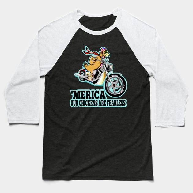 'Merica Chicken Motorcycle Baseball T-Shirt by mailboxdisco